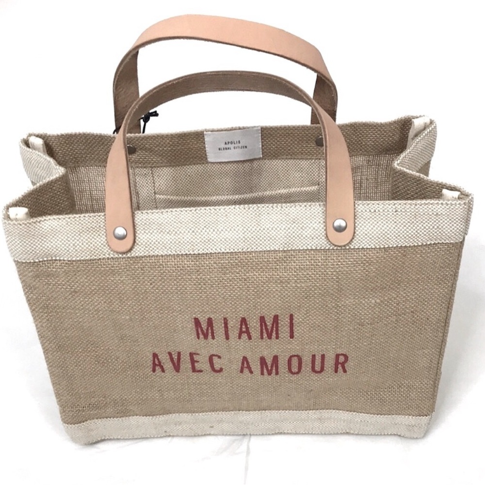 NWOT Apolis Miami avec Amour Beige and Tan Tote Bag
